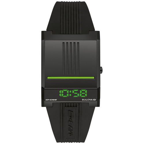 Men's Computron D-Cave Digital Black Silicone Strap Watch 31mm