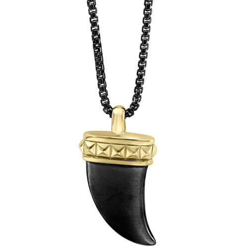 EFFY® Men's Claw 22" Pendant Necklace in Black Rhodium and 18k Gold-Plated Sterling Silver