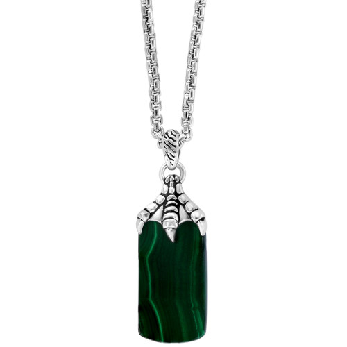 EFFY® Men's Malachite Talon Dog Tag 22" Pendant Necklace in Sterling Silver