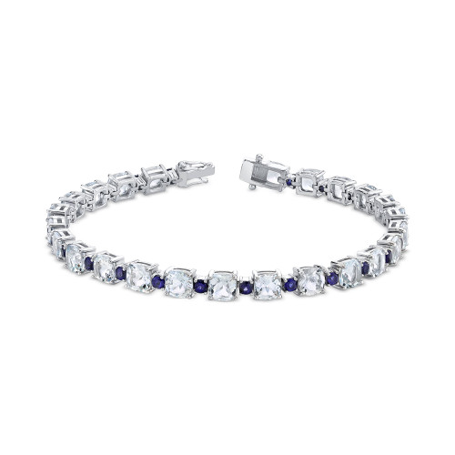 Aquamarine (4-3/8 ct. t.w.) & Iolite (2 ct. t.w.) Link Bracelet in Sterling Silver