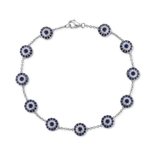 Lab-Created Sapphire (2-3/8 ct. t.w.) & Lab-Created White Sapphire (1/3 ct. t.w.) Cluster Bracelet in Sterling Silver