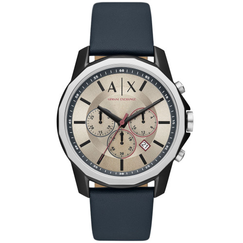 Men's Quartz Chronograph Blue Leather Watch 44mm