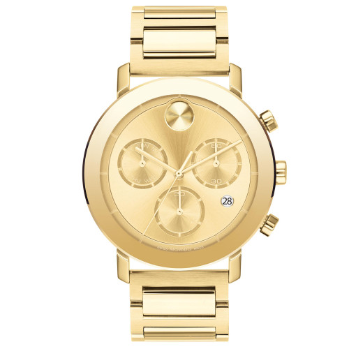 Men's Swiss Chronograph Bold Evolution Gold Ion-Plated Steel Bracelet Watch 42mm