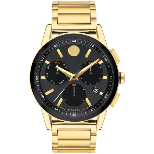 Men's Museum Sport Swiss Quartz Chronograph Gold-Tone Physical Vapour Deposition Watch 43mm