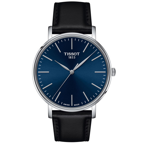 Men's Swiss Everytime Black Leather Strap Watch 40mm