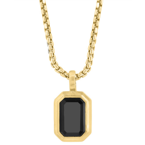 EFFY® Men's Onyx 22" Pendant Necklace (1-1/2 ct. t.w.) in 14k Gold-Plated Sterling Silver