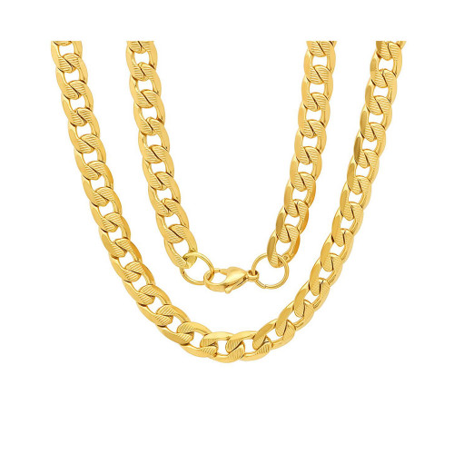 Men's 18k gold Plated Stainless Steel Accented 10mm Figaro Chain Link 24" Necklaces