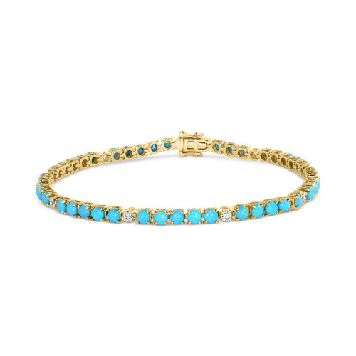 EFFY® Turquoise & Diamond (1/3 ct. t.w.) Tennis Bracelet in 14k Gold