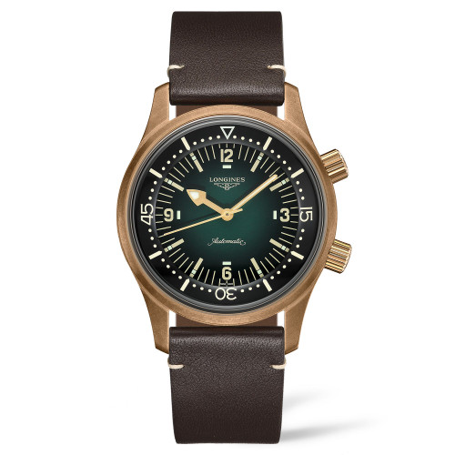 Men's Swiss Automatic Legend Diver Brown Leather Strap Watch 42mm