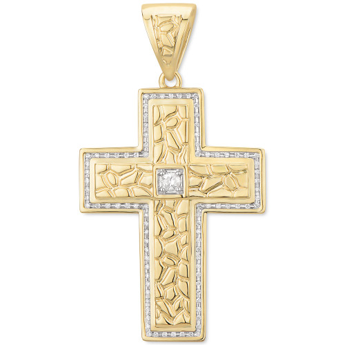 Diamond Textured Cross Pendant (1/2 ct. t.w.) in 10k Gold