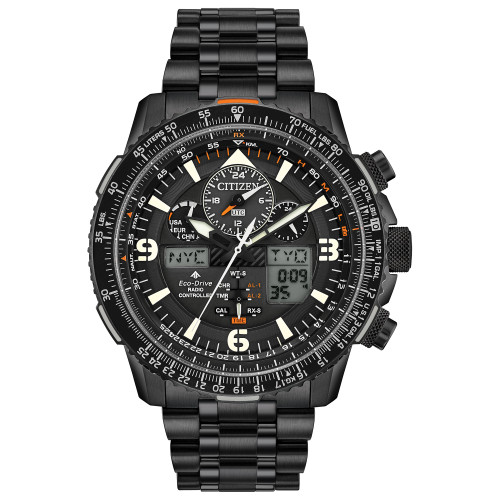 Eco-Drive Men's Analog-Digital Promaster Skyhawk A-T Black Stainless Steel Bracelet Watch 46mm