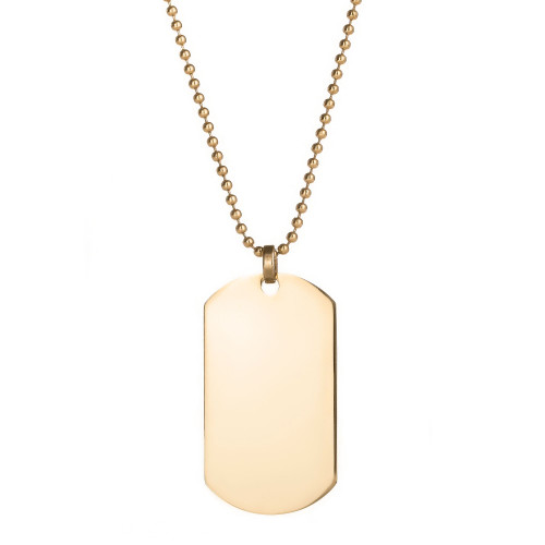 Men's Gold Plated Large Stainless Steel Dog Tag Necklace