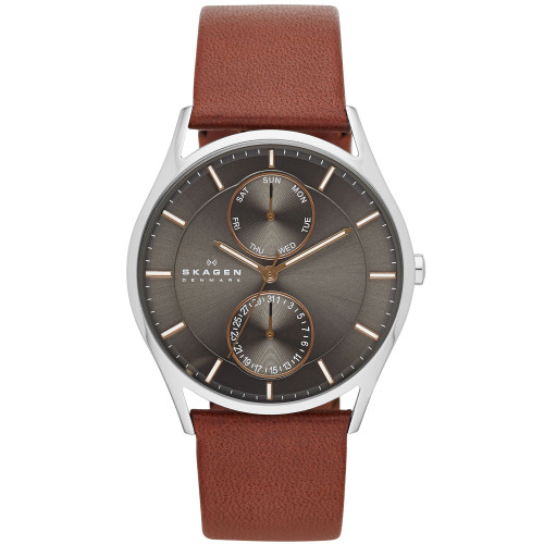 Men's Holst Brown Leather Strap Watch 40mm SKW6086