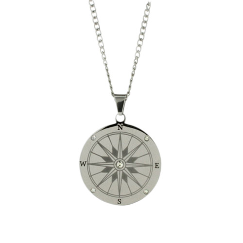 Men's Stainless Steel Compass Necklace