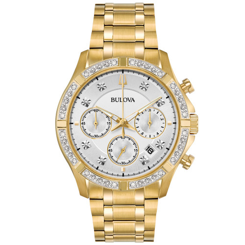Men's Chronograph Diamond-Accent Gold-Tone Stainless Steel Bracelet Watch 42mm, Created for Macy's