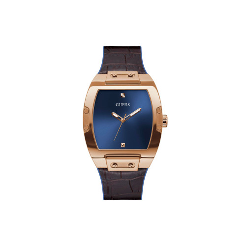 Men's Flex Brown Leather Strap Watch 43mm