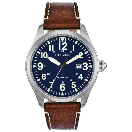Eco-Drive Men's Chandler Brown Leather Strap Watch 42mm