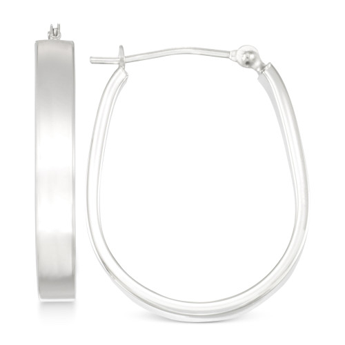 Polished Pear-Shape Hoop Earrings in 10k White Gold
