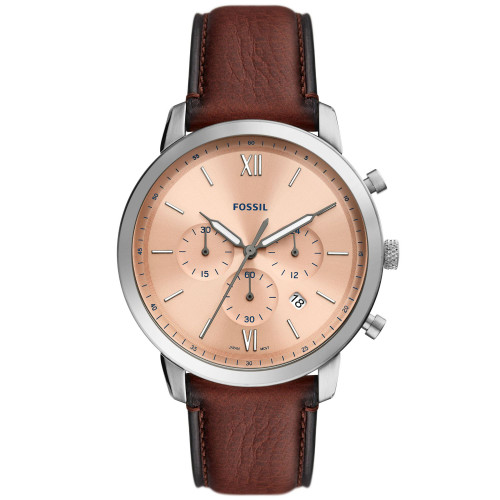 Men's Neutra Chronograph Brown Leather Strap Watch, 44mm