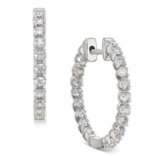 Diamond In-and-Out Hoop Earrings (1/2 ct. t.w.) in 14k White Gold