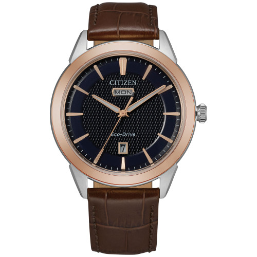 Eco-Drive Men's Corso Brown Leather Strap Watch 40mm