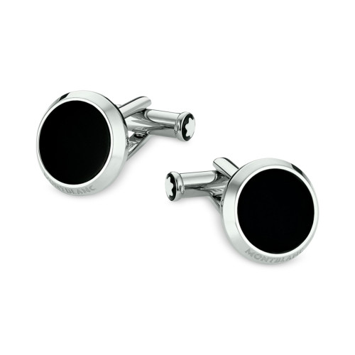 Meisterstück Men's Steel and Black Onyx Cufflinks 112896