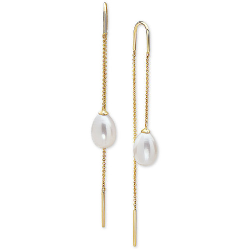 EFFY® Cultured Freshwater Pearl (10 x 7mm) Threader Earrings in 14k Gold