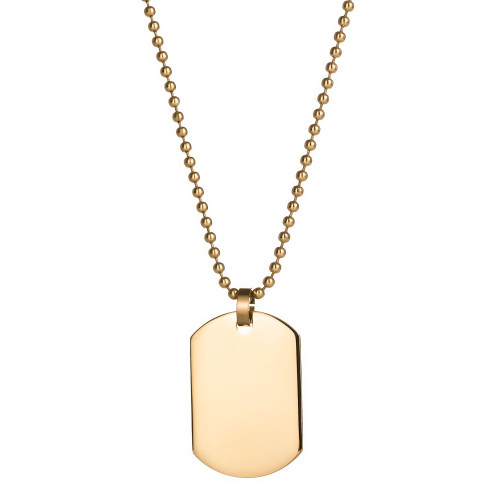 Men's Gold Plated Small Stainless Steel Dog Tag Necklace