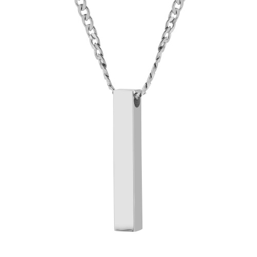 Men's Stainless Steel Vertical Square Pendant Necklace