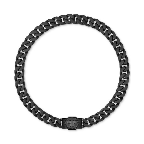 Gunmetal IP Stainless Steel Logo Cuban Link Necklace