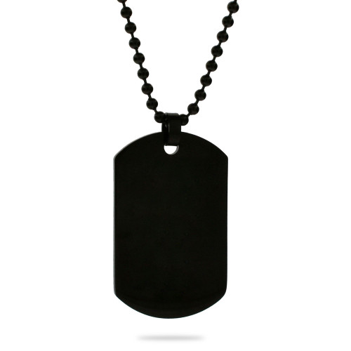 Men's Black Plated Medium Stainless Steel Dog Tag Necklace
