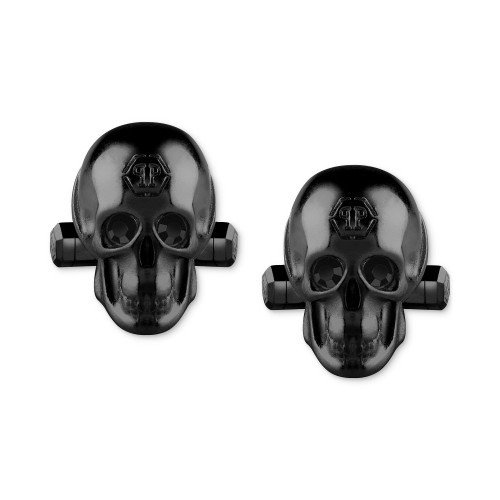 Black-Tone IP Stainless Steel 3D $kull Cuff Links