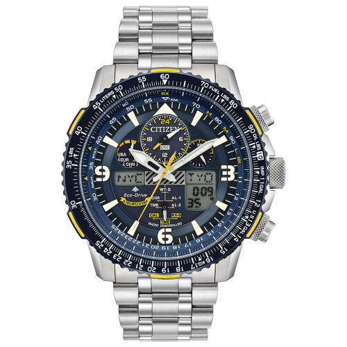 Eco-Drive Men's Analog-Digital Promaster Blue Angels Skyhawk A-T Stainless Steel Bracelet Watch 46mm
