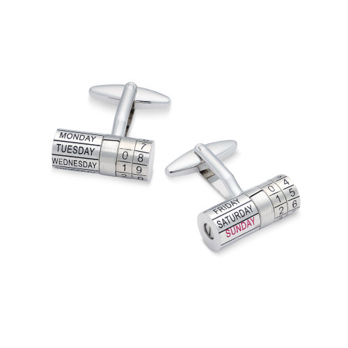 Sutton by Men's Silver-Tone Calendar Cufflinks