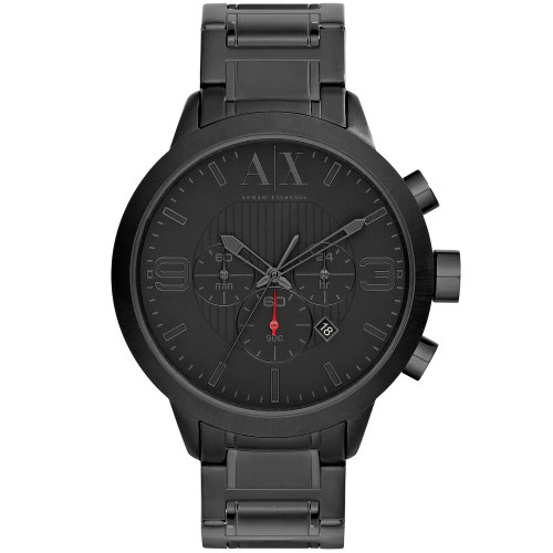Men's Chronograph Black Stainless Steel Bracelet Watch 49mm