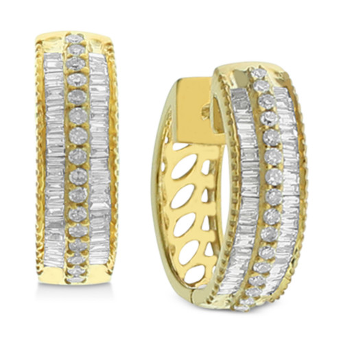 Diamond Hoop Earrings (1/2 ct. t.w.) in 14k Gold-Plated Sterling Silver