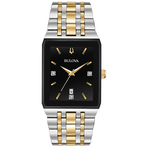 Men's Diamond-Accent Two-Tone Stainless Steel Bracelet Watch 30.5x45mm, Created for Macy's