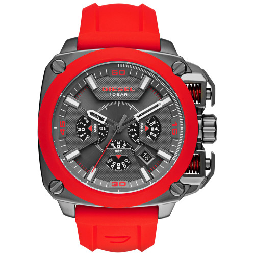 Men's Chronograph BAMF Red Silicone Strap Watch 52x57mm DZ7368