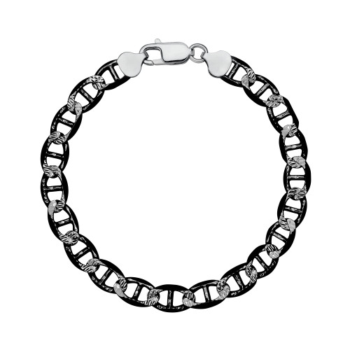 Men's Mariner Link Chain Bracelet in Sterling Silver & Black Rhodium-Plate