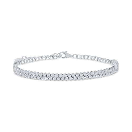 Diamond Double Row Tennis Bracelet (3 ct. t.w.) in 14k White Gold