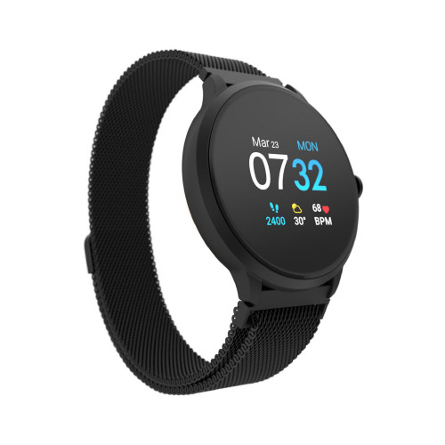 Sport 3 Unisex Touchscreen Smartwatch: Black Case with Black Mesh Strap 45mm
