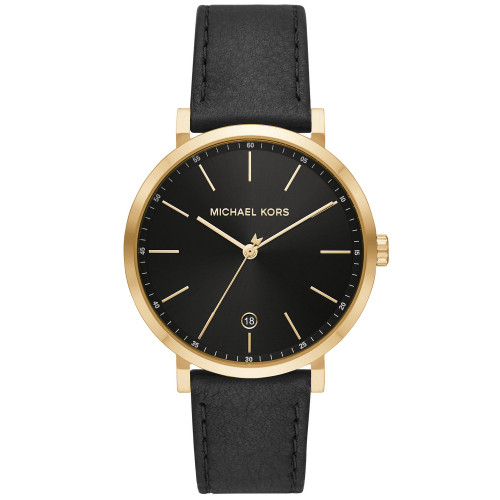 Men's Irving Three-Hand Black Leather Watch 42mm