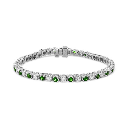 EFFY® Emerald (2-5/8 ct. t.w.) & Diamond (2-1/6 ct. t.w.) Tennis Bracelet in 14k White Gold