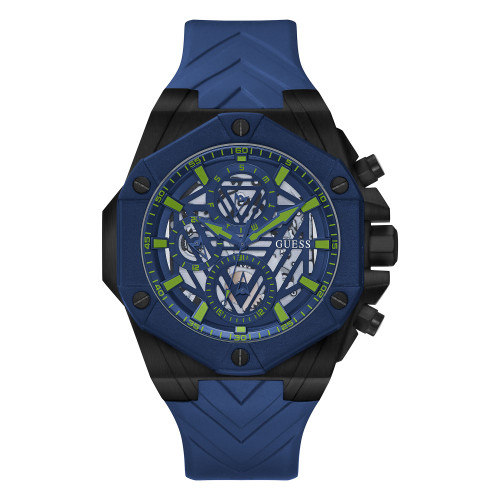 Men's Multifunction Blue Silicone Watch 47mm