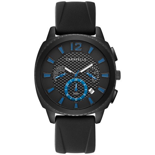 Men's Black Silicone Strap Watch 41mm