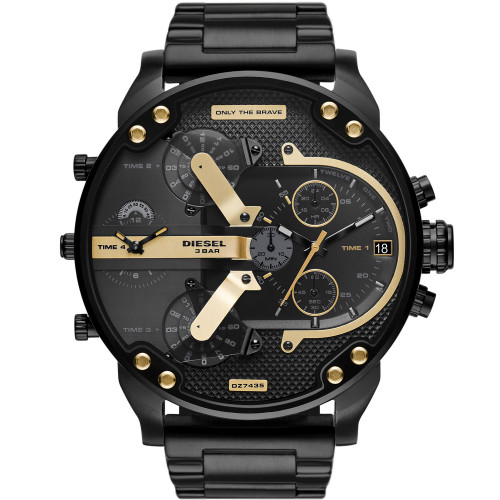 Men's Big Daddy Chronograph Black Stainless Steel Bracelet 57mm