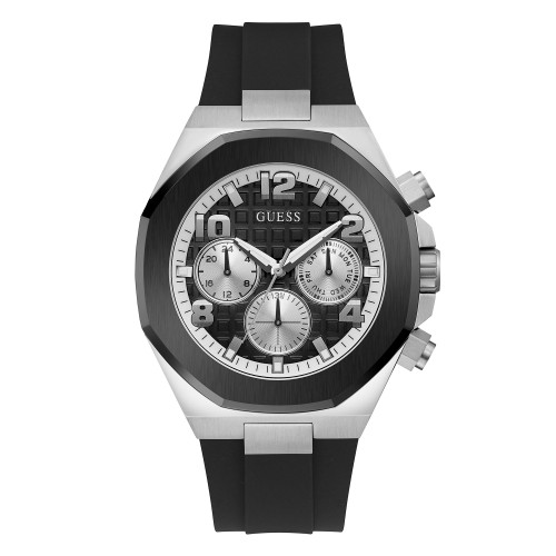 Men's Multifunction Black Silicone Watch 46mm