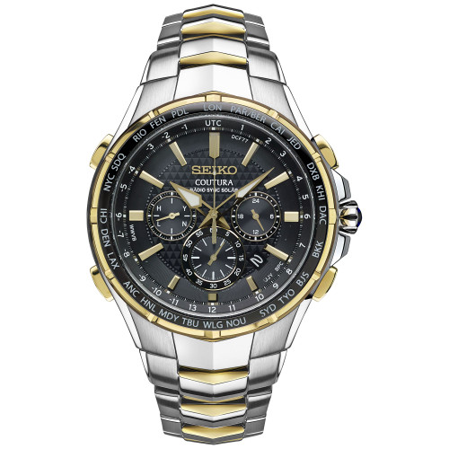 Men's Coutura Radio Sync Solar Chronograph Two-Tone Stainless Steel Bracelet Watch 45mm SSG010