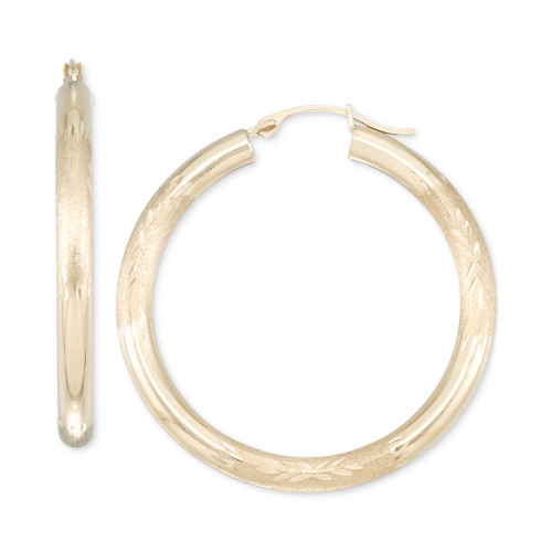 Diamond Cut Hoop Earrings in 10k Yellow Gold