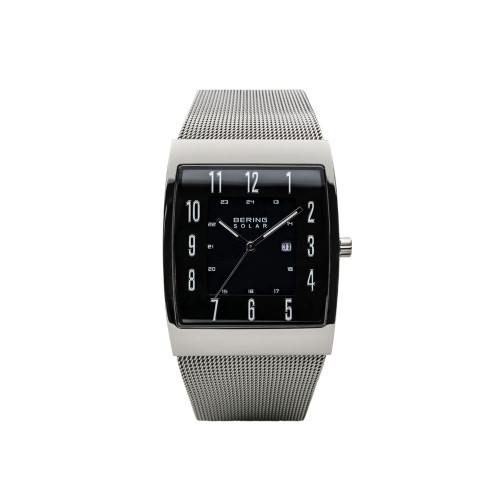 Men's, Slim Solar Stainless Steel Tank Mesh Watch